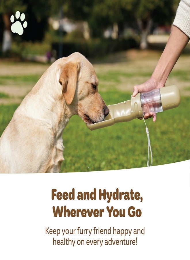 desired tools Portable Pet Food and Water Dispenser, 2 in 1 Cat & Small Dog Water Bottle & Food Container, Lightweight, BPA Free Pet Water Bottle Traveling Essentials for Walking & Hiking (Khaki, 13oz) - Image 5